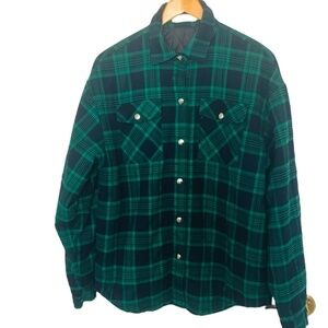 Adika Green & Black Plaid Flannel Button Up Shacket Women's Size Small